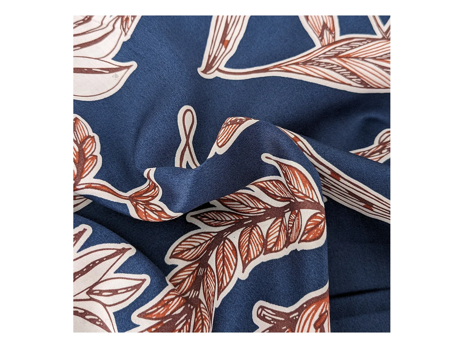 Housse de couette 200x200 cm satin de coton BOTANIC bleu Nuit