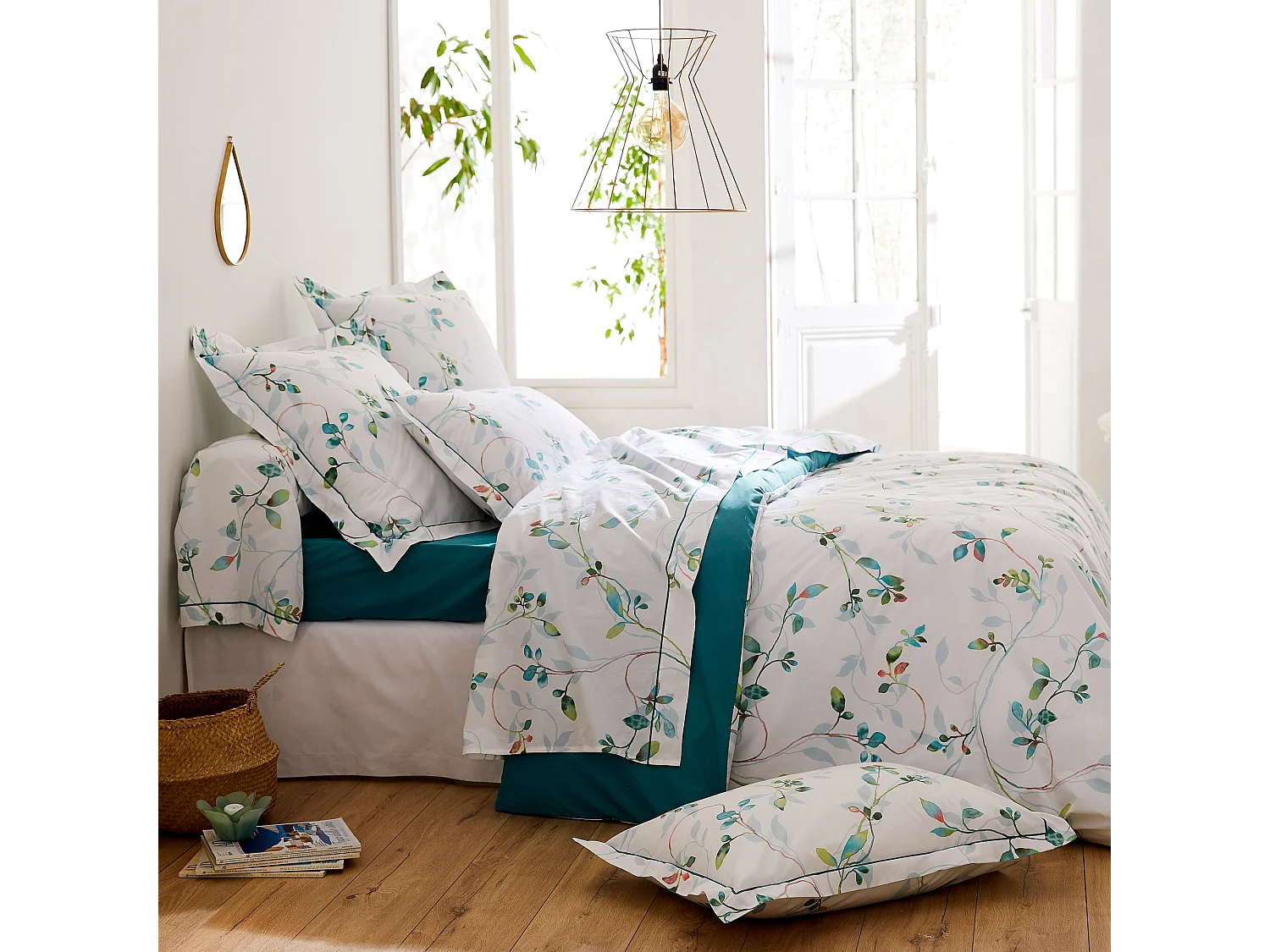 Housse de couette 300x240 cm Percale coton FLANER vert Jade