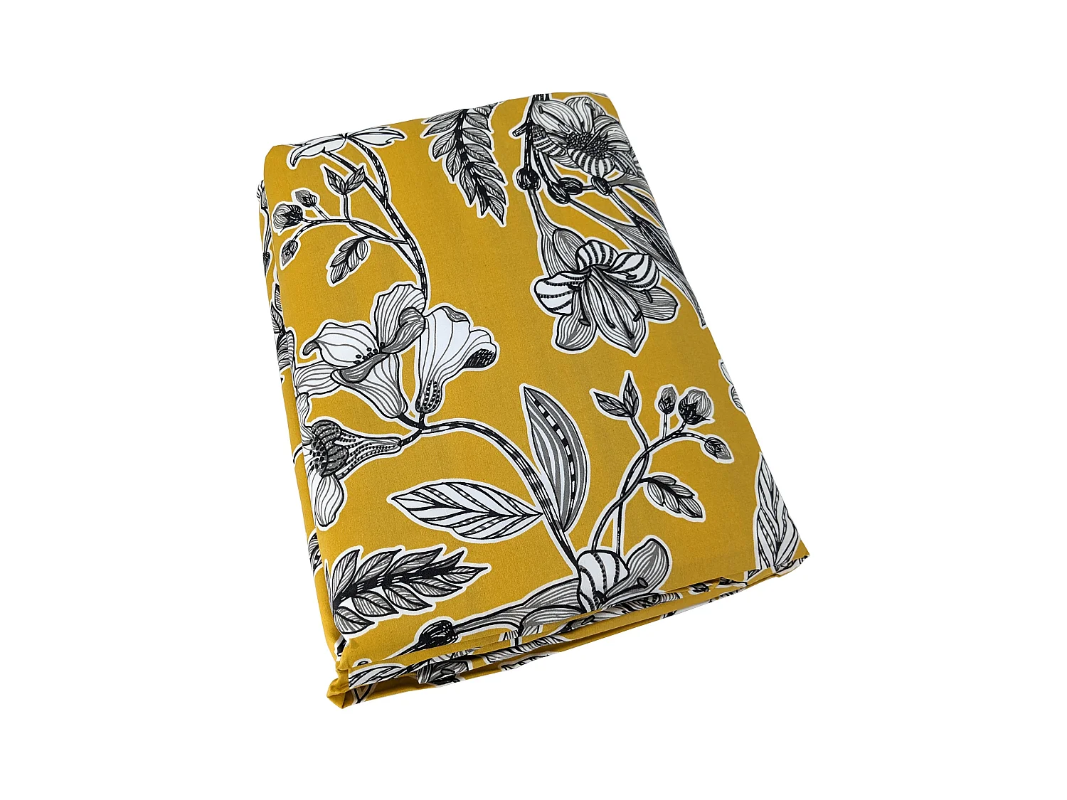 Housse de couette 140x200 cm satin de coton BOTANIC jaune soleil