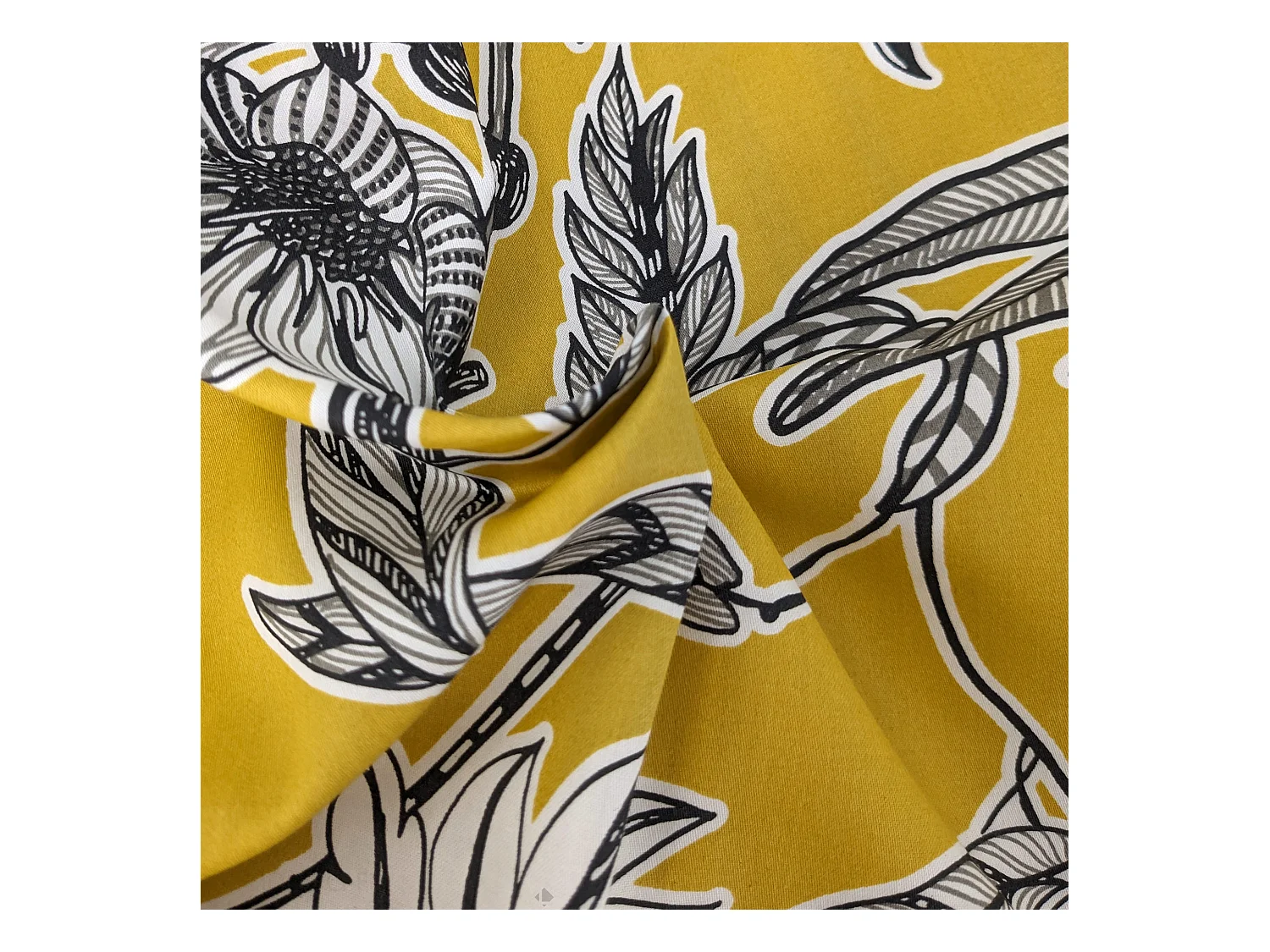 Housse de couette 140x200 cm satin de coton BOTANIC jaune soleil