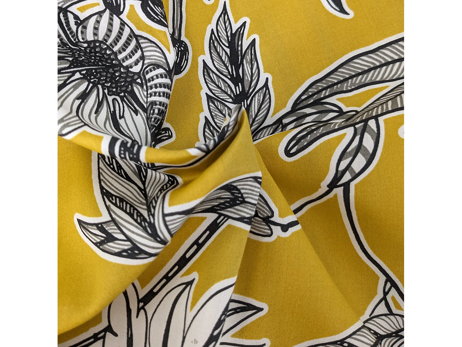 Housse de couette 140x200 cm satin de coton BOTANIC jaune soleil