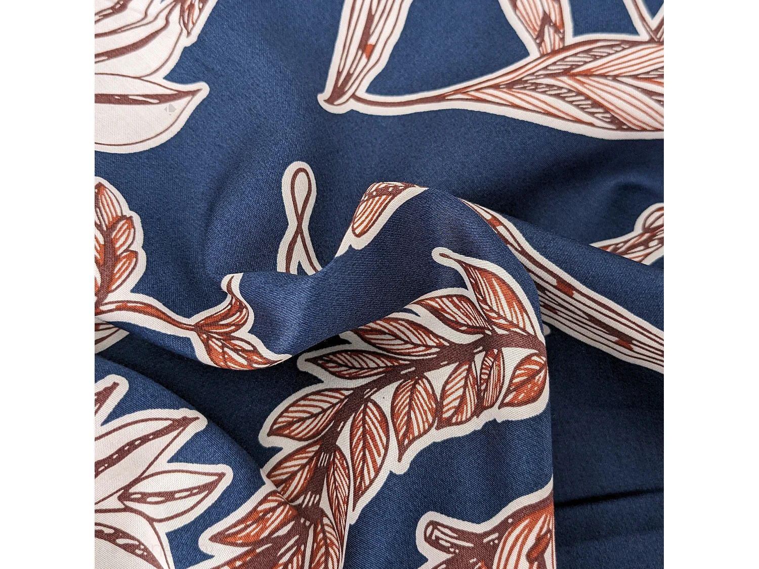 Housse de couette 140x200 cm satin de coton BOTANIC bleu Nuit