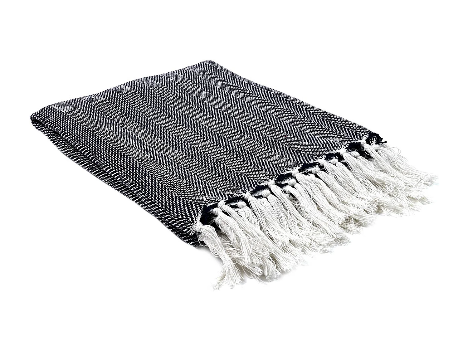 Jeté de canapé chevrons 120x150 cm ZIGZAG Blanc/Bleu