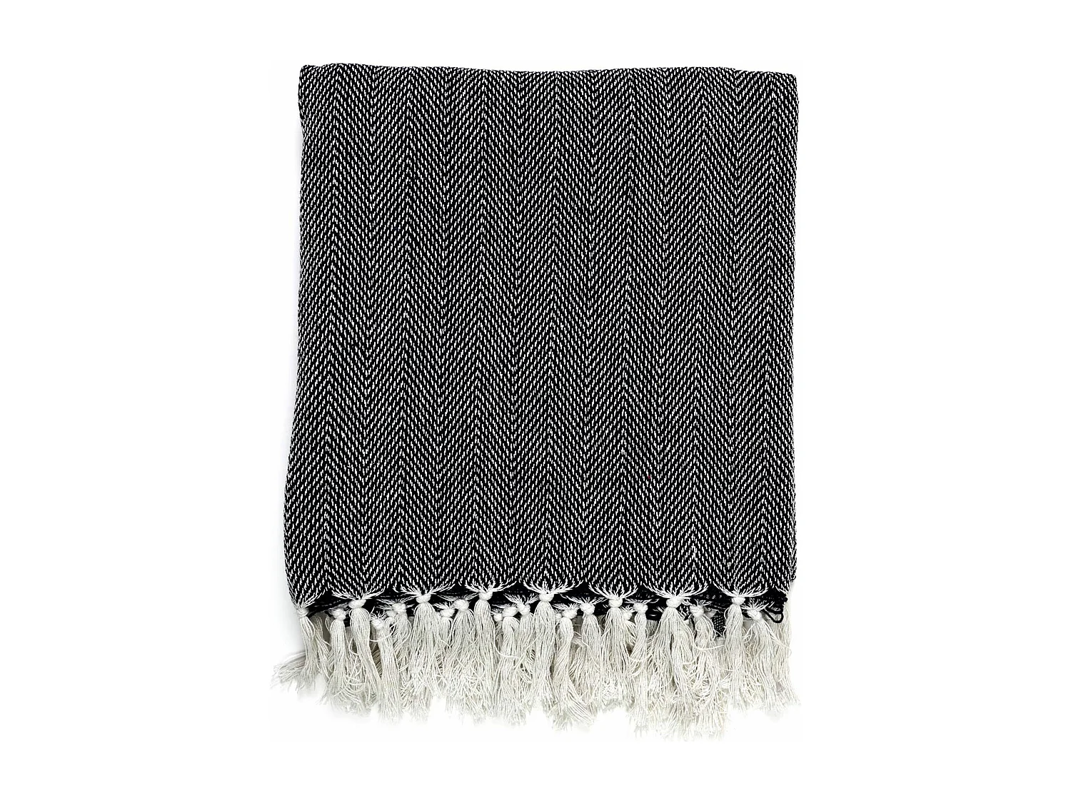 Jeté de canapé chevrons 120x150 cm ZIGZAG Blanc/Bleu