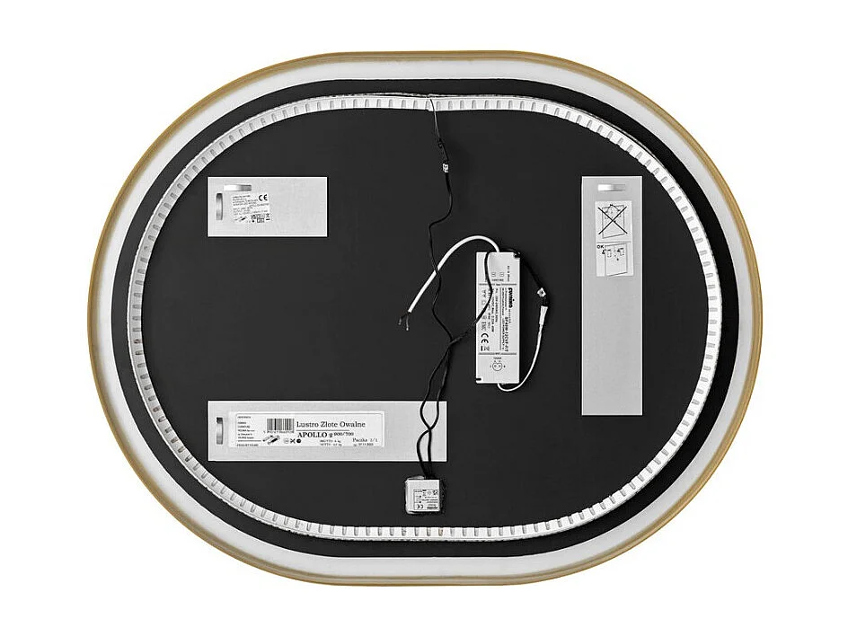 Miroir salle de bain LED doré ovale 90x70 cm design