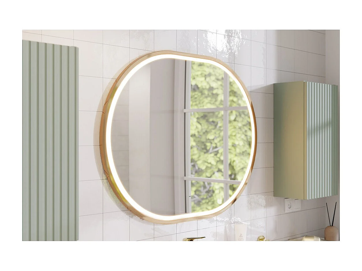 Miroir salle de bain LED doré ovale 90x70 cm design