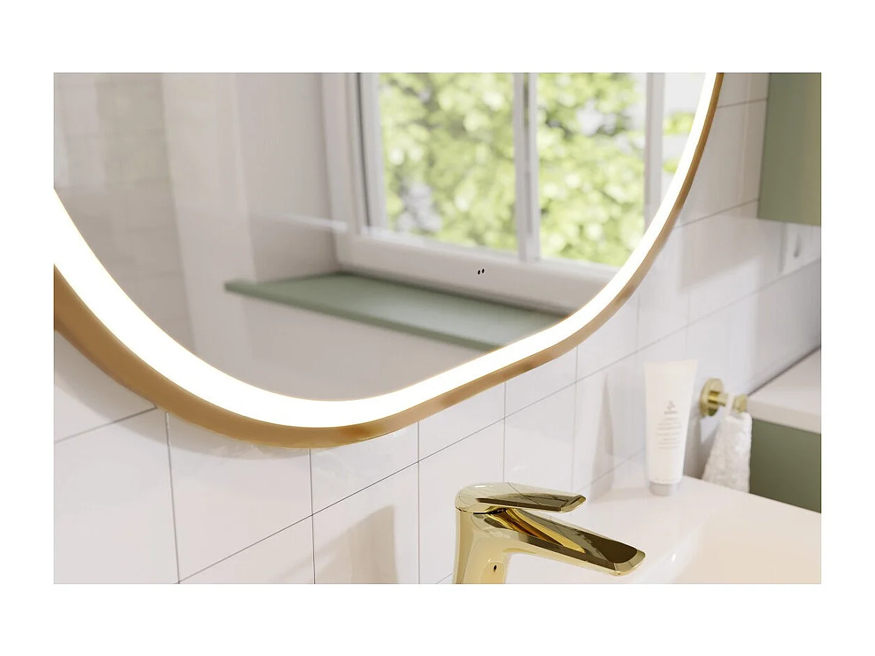Miroir salle de bain LED doré ovale 90x70 cm design