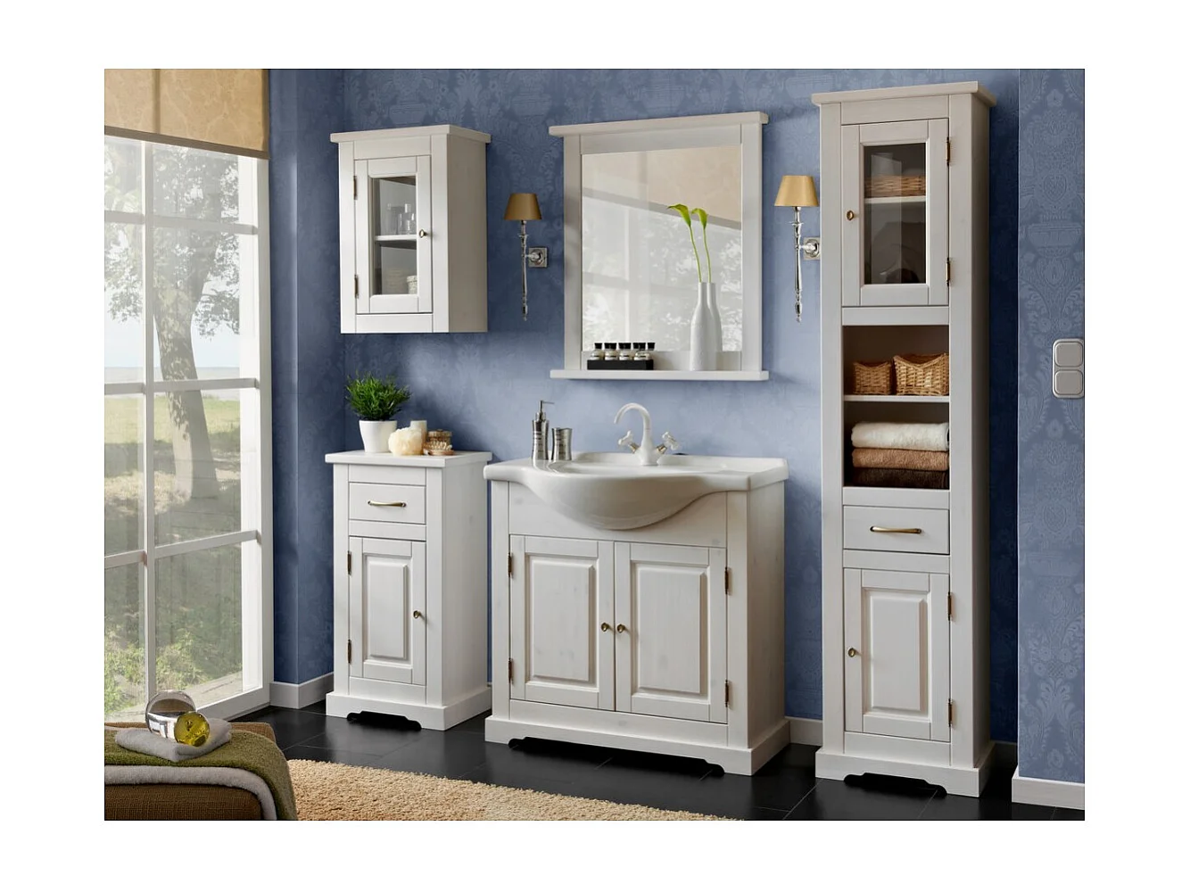 Miroir salle de bain rectangulaire blanc 80x70 cm design