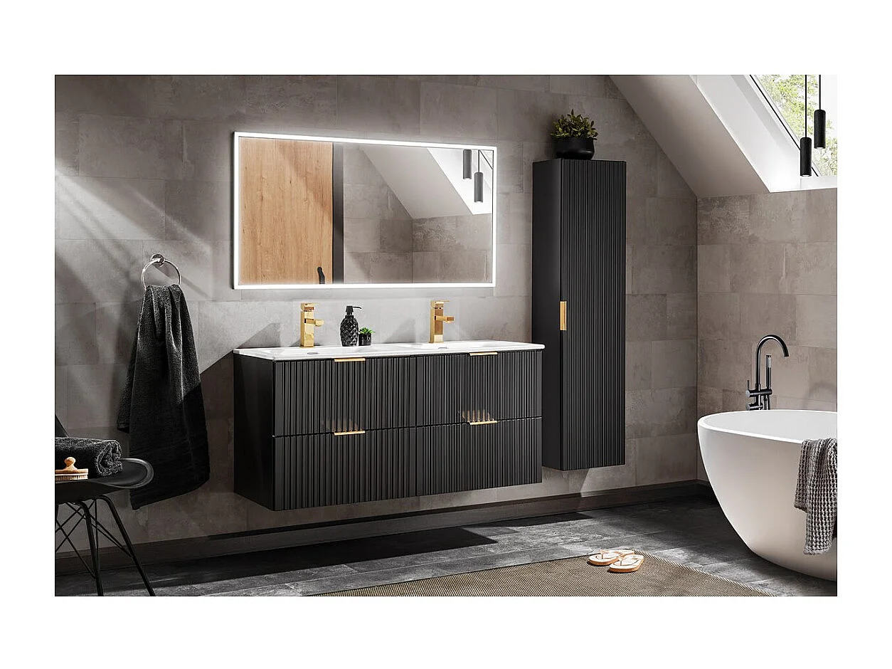 Miroir salle de bain rectangulaire graphite 123x68 cm design