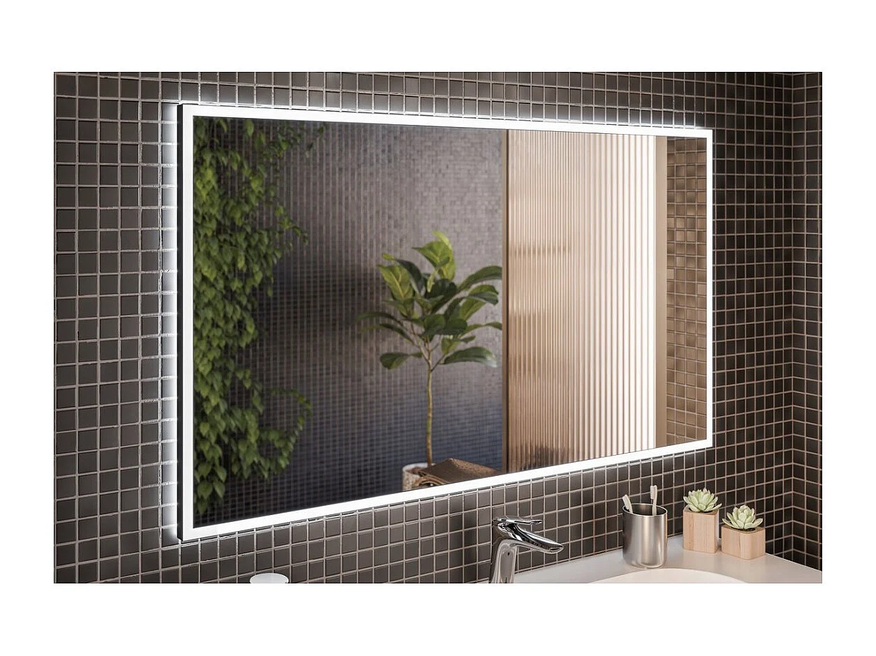 Miroir salle de bain rectangulaire graphite 123x68 cm design