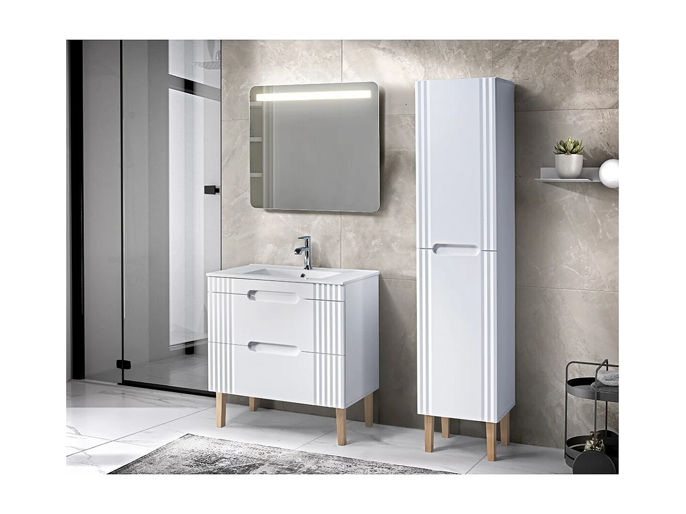 Miroir salle de bain LED rectangulaire 80x70 cm sans cadre design