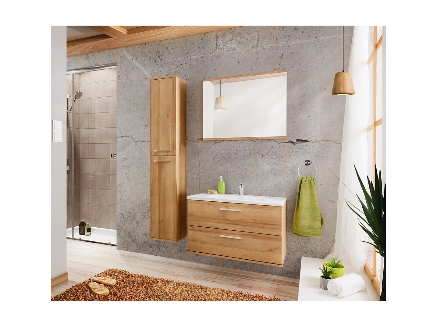 Miroir salle de bain rectangulaire 80x62 cm design moderne