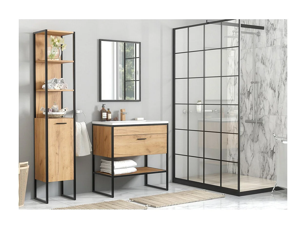 Miroir salle de bain noir mat rectangulaire 75x60 cm design