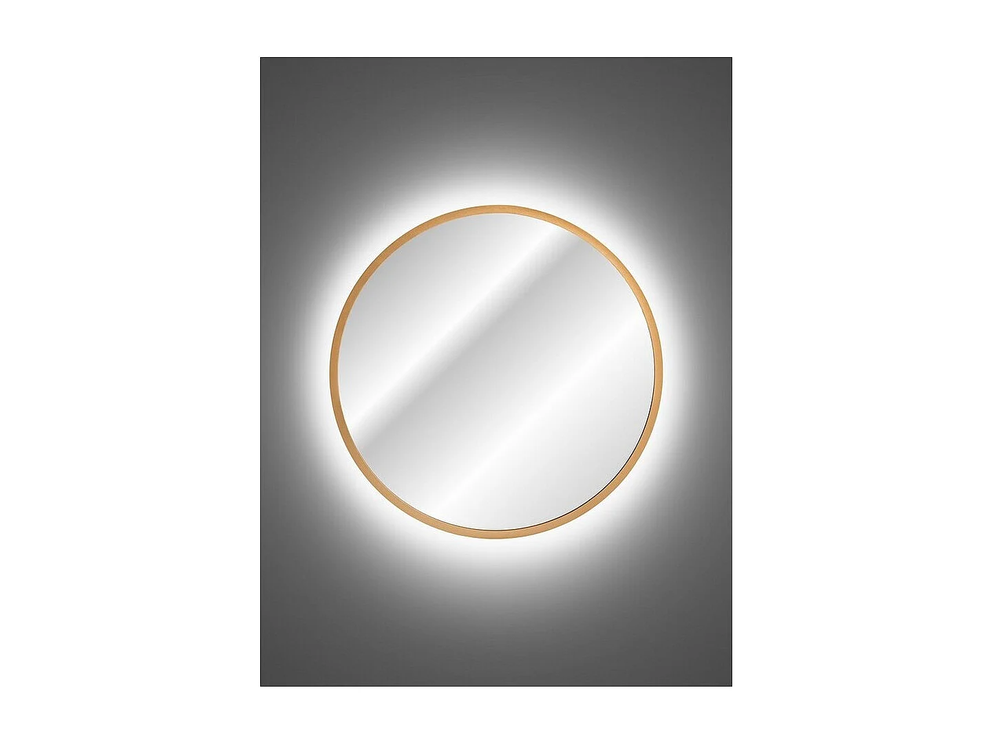 Miroir salle de bain LED rond doré 60x60 cm design