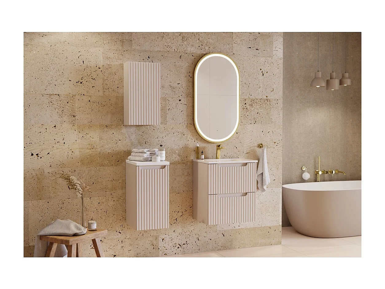 Miroir salle de bain LED doré ovale 90x50 cm design
