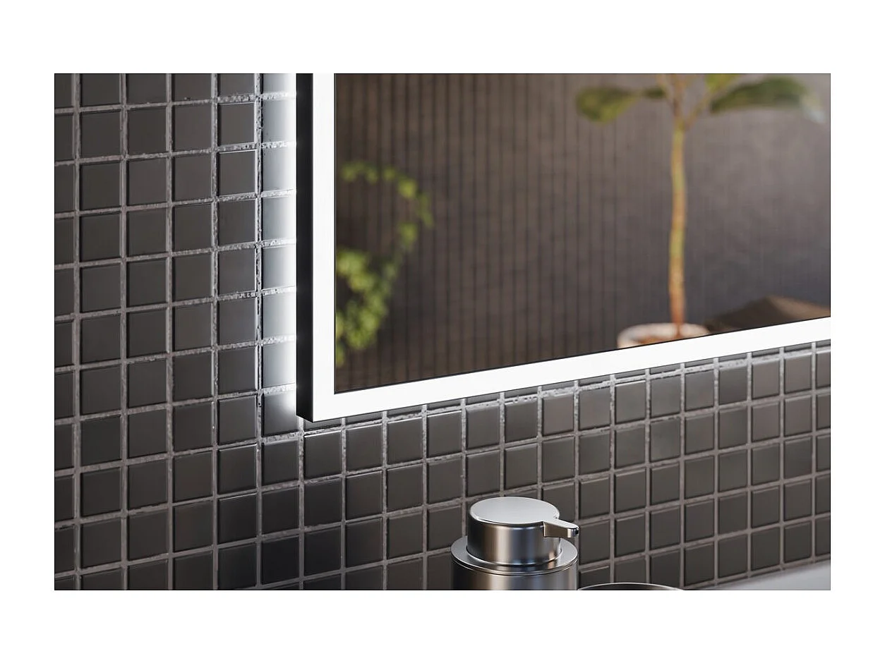 Miroir salle de bain LED rectangulaire graphite 83x68 cm design