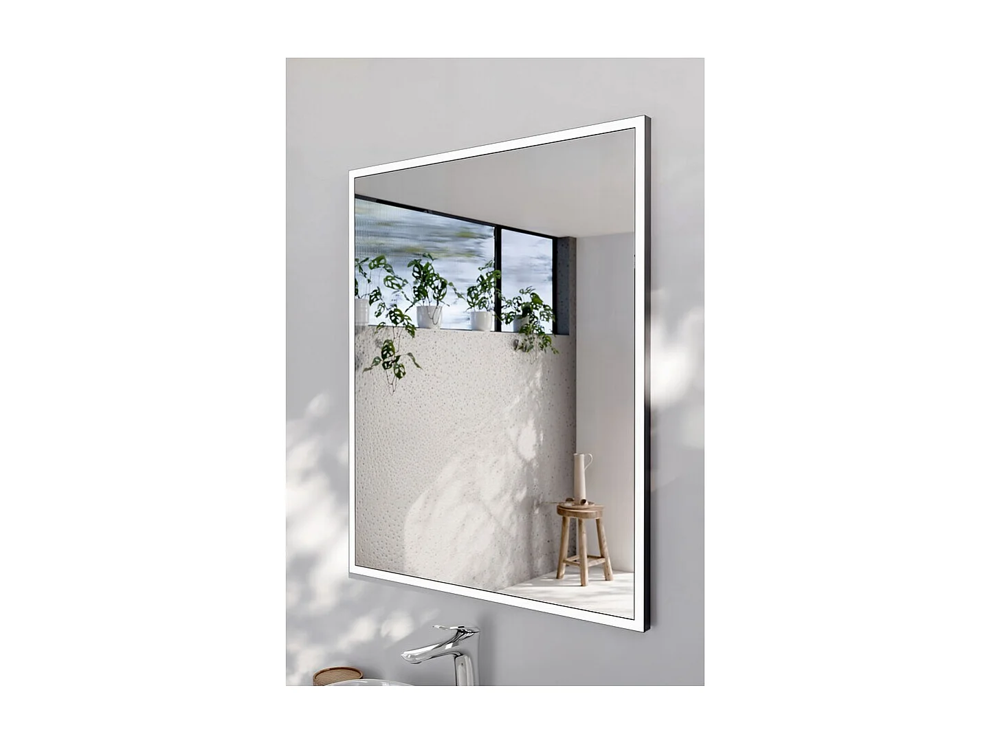 Miroir salle de bain LED rectangulaire graphite 83x68 cm design