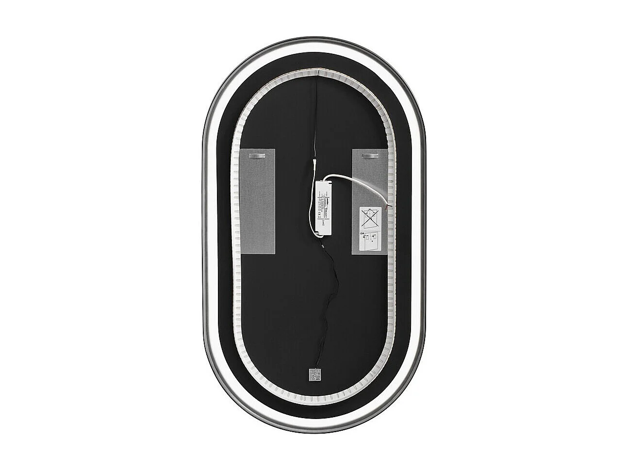 Miroir salle de bain LED noir ovale 90x50 cm design