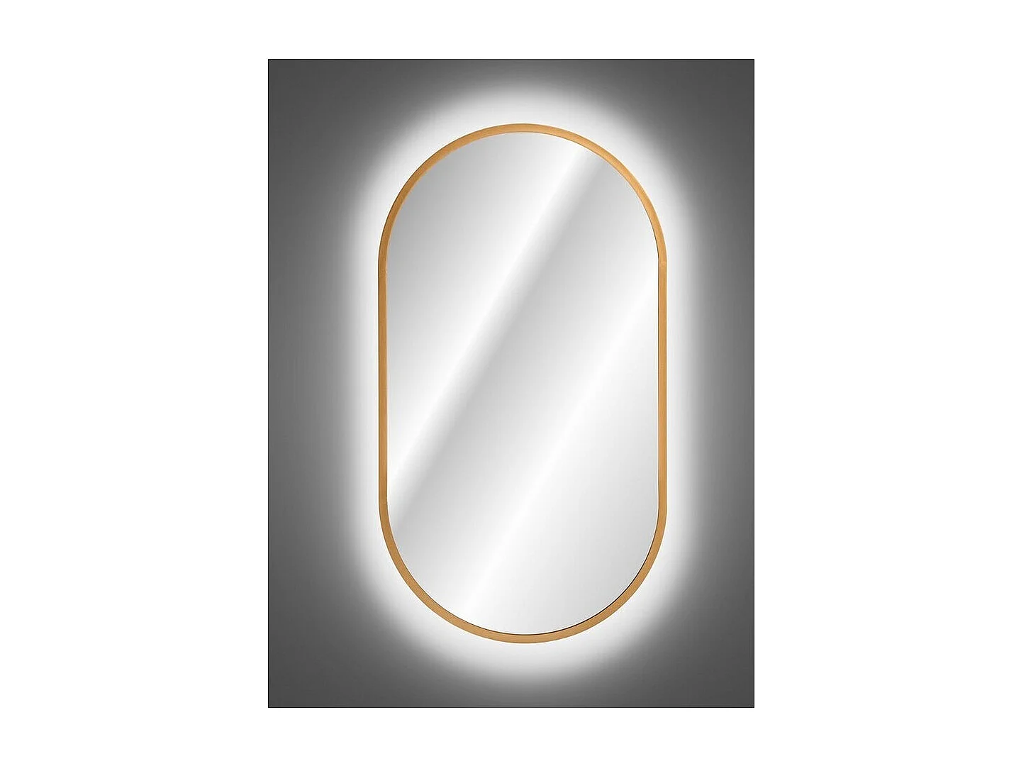 Miroir salle de bain LED doré ovale 90x50 cm ultra fin