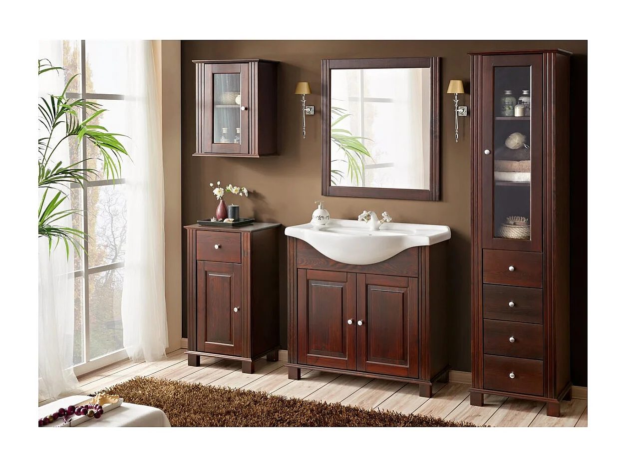 Miroir salle de bain rectangulaire bois 80x73 cm style naturel