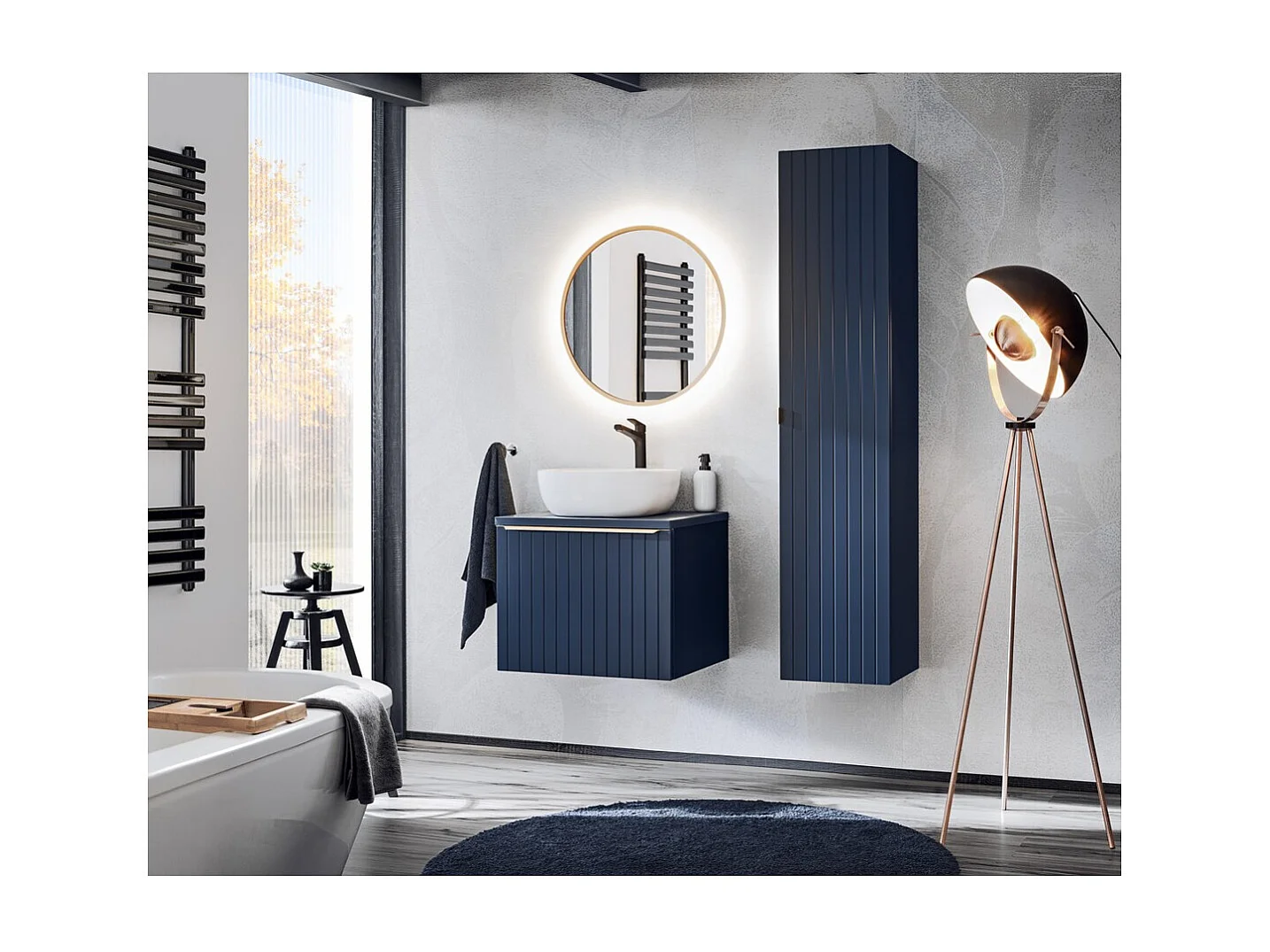 Miroir salle de bain LED rond noir 80x80 cm design