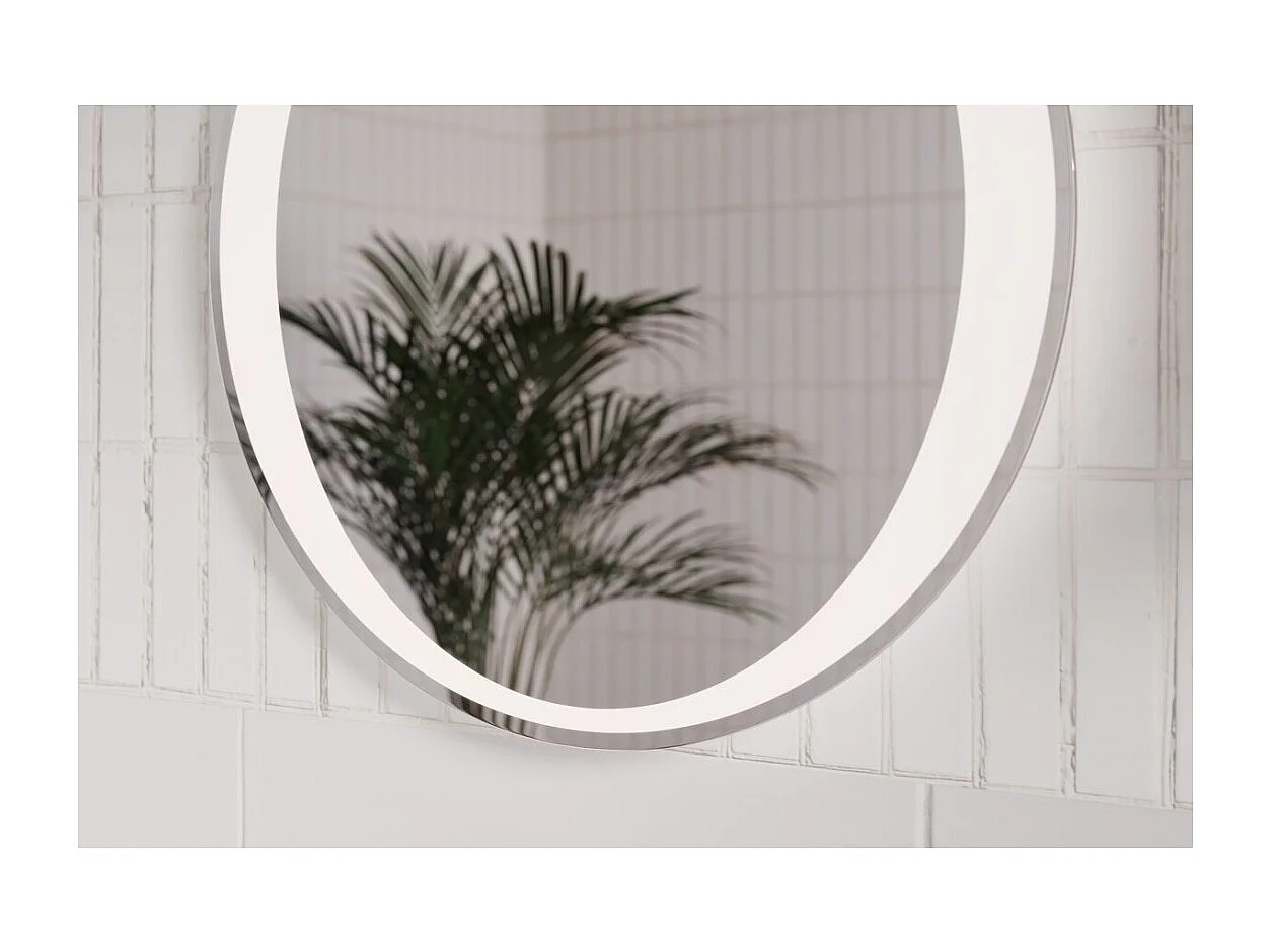 Miroir salle de bain LED rond 60 cm rétroéclairage blanc design