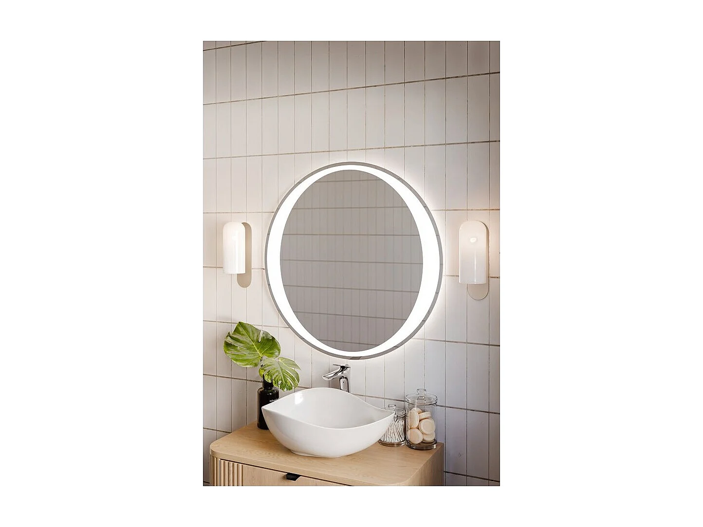 Miroir salle de bain LED rond 80 cm rétroéclairage blanc design
