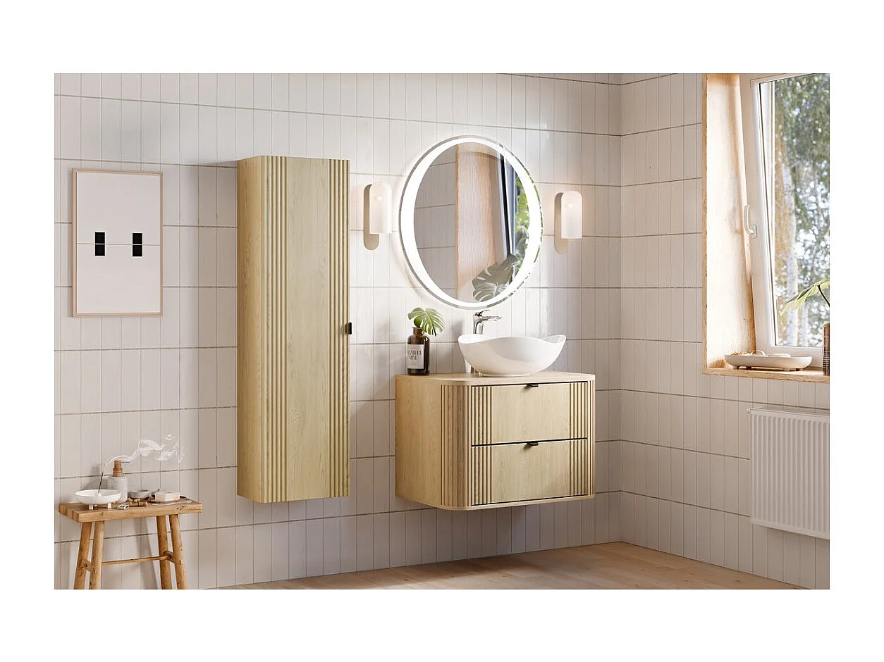 Miroir salle de bain LED rond 80 cm rétroéclairage blanc design
