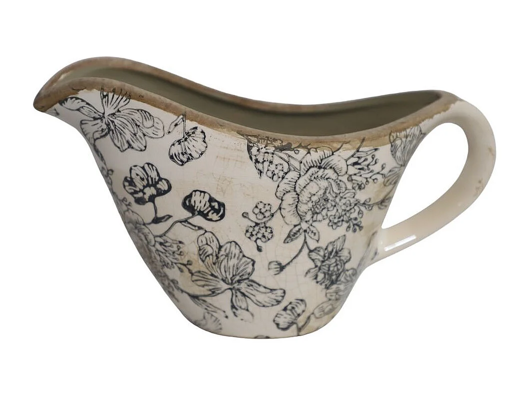 Saucier décoratif Fleurs Bleues 24 x 12.5 x 14 cm