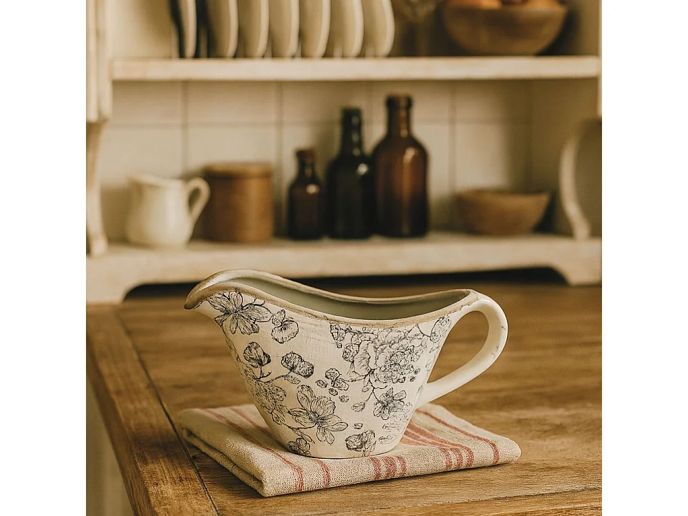 Saucier décoratif Fleurs Bleues 24 x 12.5 x 14 cm