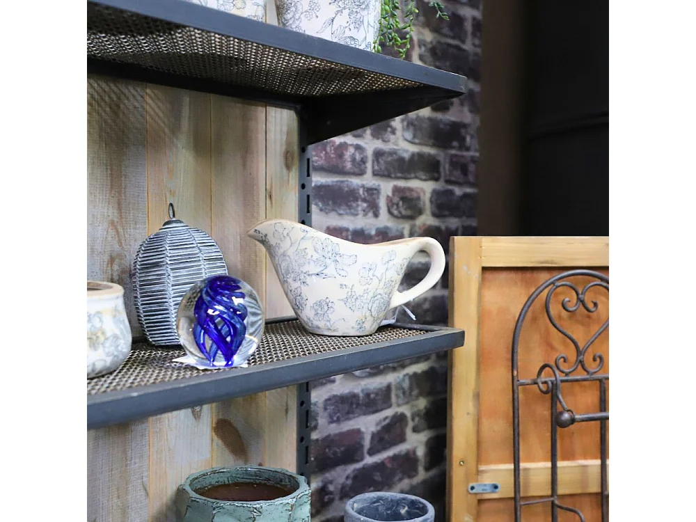 Saucier décoratif Fleurs Bleues 24 x 12.5 x 14 cm