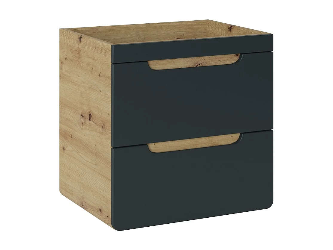 Mobile sottolavabo ERBANO - 60 cm - Colori rovere chiaro e grigio antracite - 2 porte - Da appendere