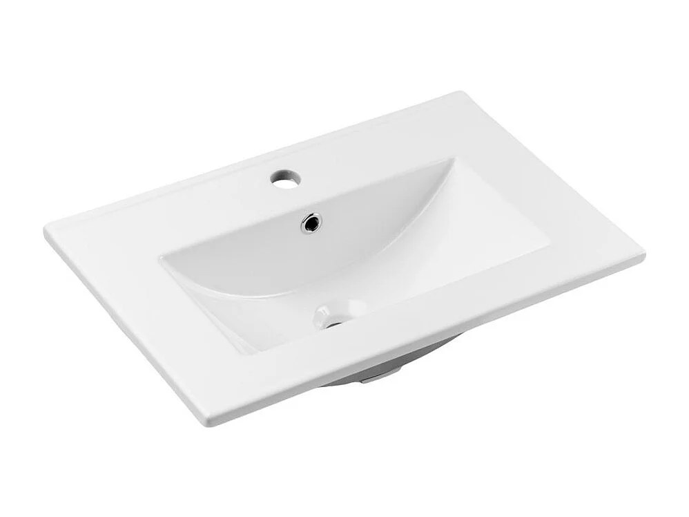 Ensemble de salle de bain ELVINA 60cm : meuble sous vasque à tiroirs vert sauge gris + vasque encastrée blanche