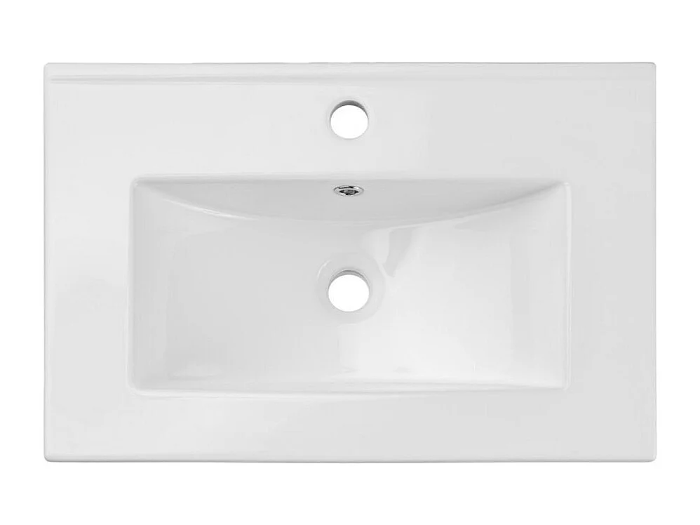 Ensemble de salle de bain ELVINA 60cm : meuble sous vasque à tiroirs vert sauge gris + vasque encastrée blanche