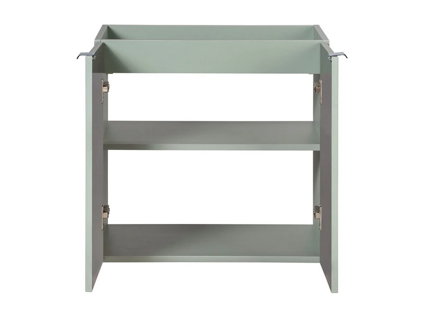 Ensemble de salle de bain ELVINA 60cm : meuble sous vasque à placards vert sauge gris + vasque encastrée blanche