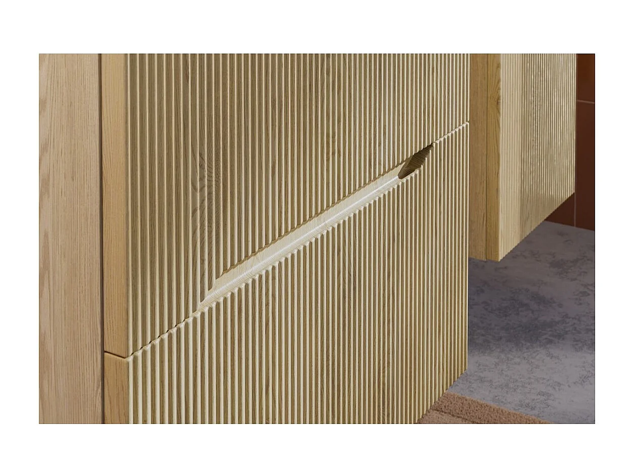 Ensemble de salle de bain suspendu NATURA 60cm : meuble sous vasque + plan pour vasque + vasque à poser ronde verte