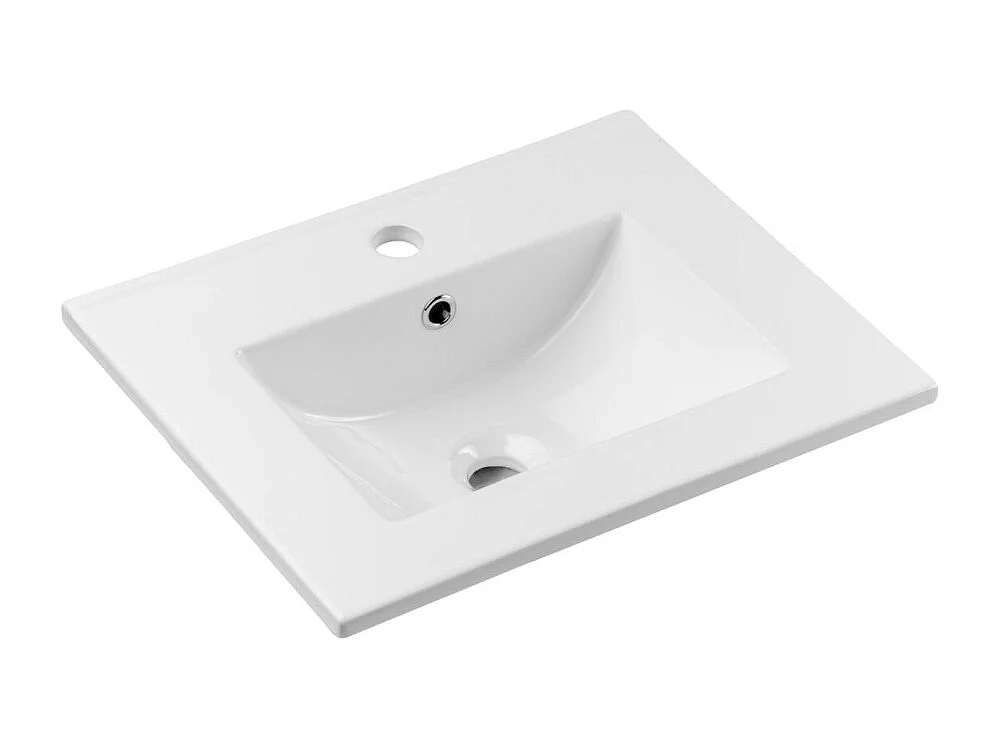 Ensemble ELVINA 50cm : meuble sous vasque à tiroirs vert sauge gris + vasque à encastrer en céramique blanche