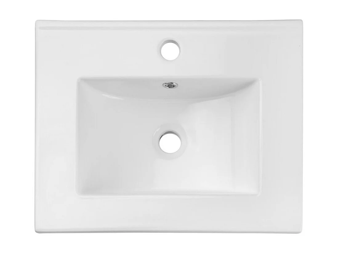 Ensemble ELVINA 50cm : meuble sous vasque à tiroirs vert sauge gris + vasque à encastrer en céramique blanche