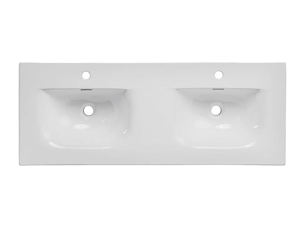 Ensemble ICON blanc : meubles sous vasque 120cm + double vasque encastrée en céramique blanche