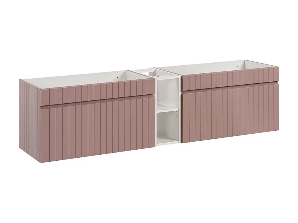 Ensemble de salle de bain ICON : meubles sous vasque 180cm rose poudré avec niches visibles blanche