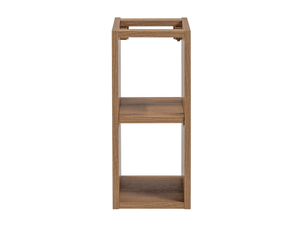 Ensemble ICON : meuble sous vasque 140cm cachemire avec niches visibles aspect bois + plan pour vasque aspect bois