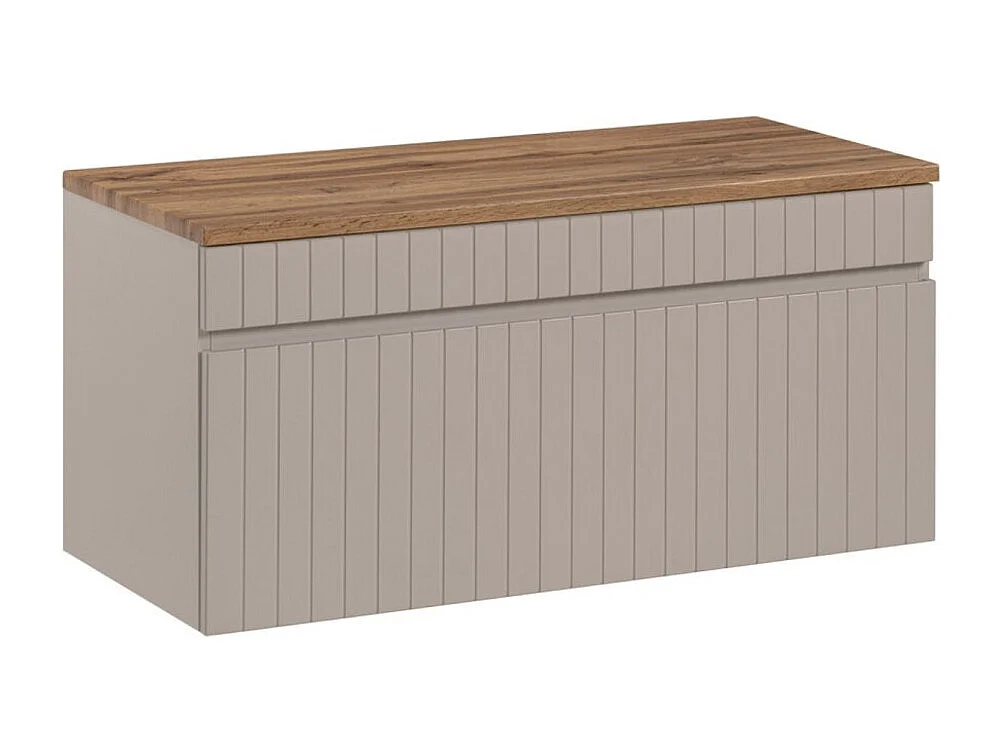 Ensemble de salle de bain ICON : meuble sous vasque 100cm cachemire + plan pour vasque aspect bois