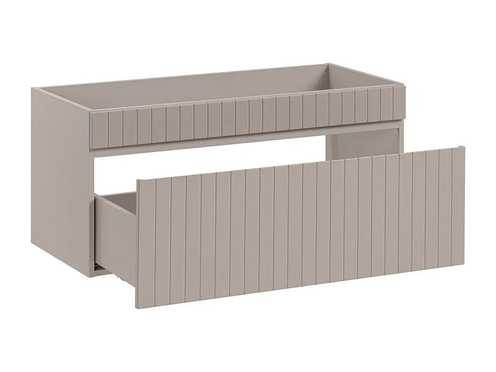 Ensemble de salle de bain ICON : meuble sous vasque 100cm cachemire + plan pour vasque aspect bois