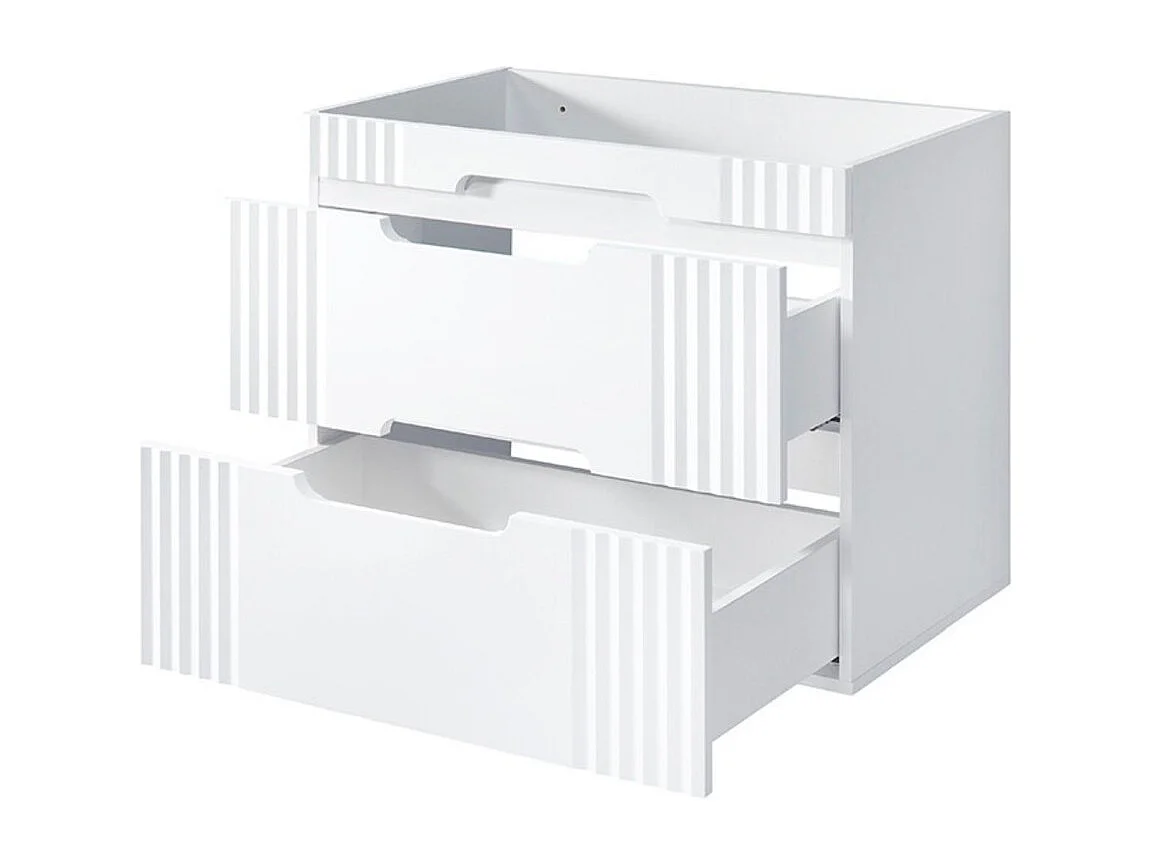 Ensemble de salle de bain FIDJI : meuble sous vasque 80cm + vasque à encastrer blanche + siphon + pieds