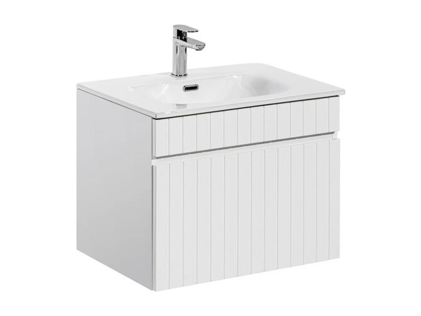 Ensemble ICON blanc : meuble sous vasque 80cm + vasque encastrée en céramique