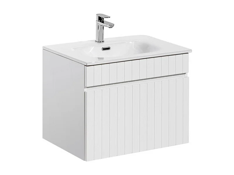 Ensemble ICON blanc : meuble sous vasque 80cm + vasque encastrée en céramique