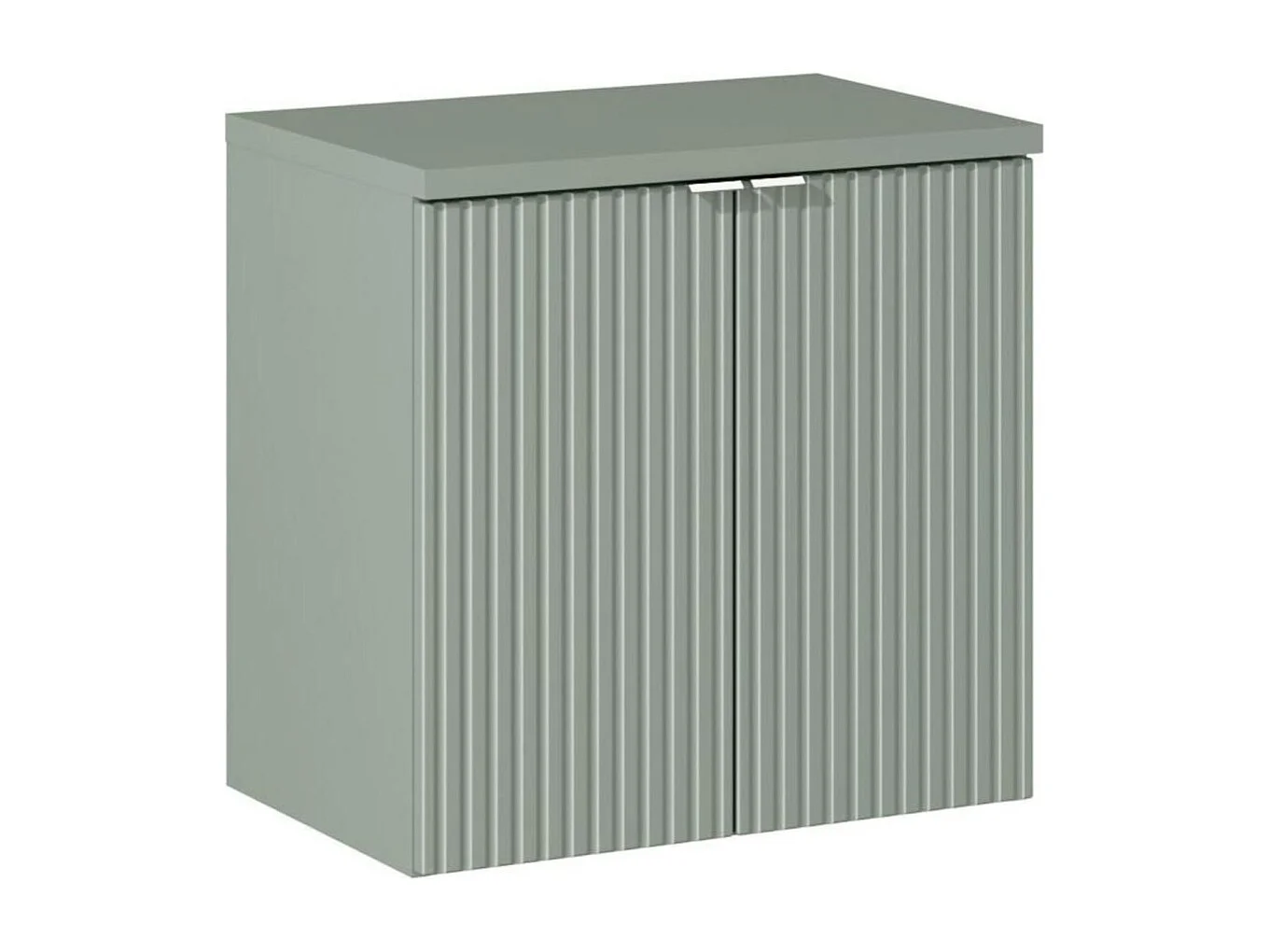 Ensemble de salle de bain suspendu ELVINA 60cm : meuble sous vasque à placards + plan pour vasque vert sauge gris