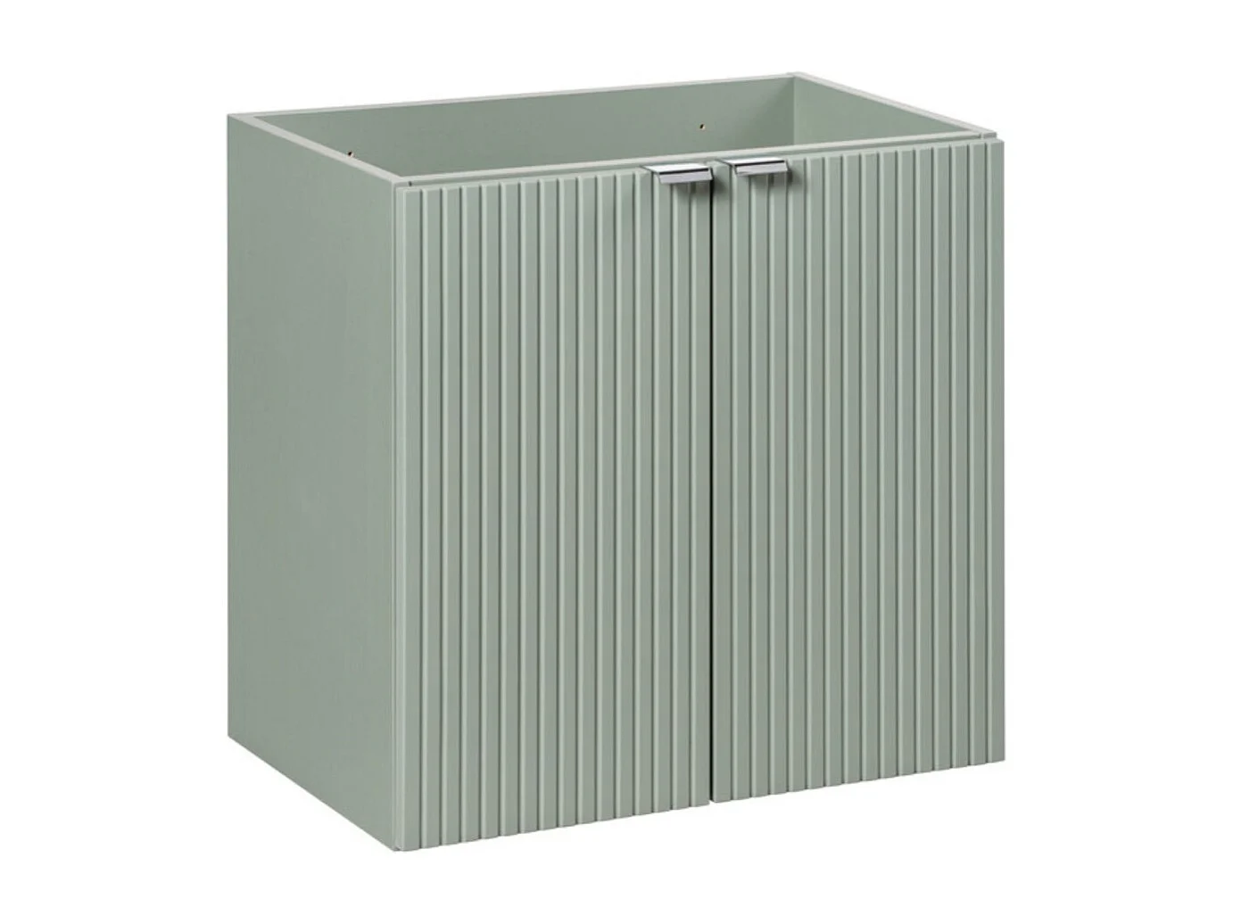 Ensemble de salle de bain suspendu ELVINA 60cm : meuble sous vasque à placards + plan pour vasque vert sauge gris