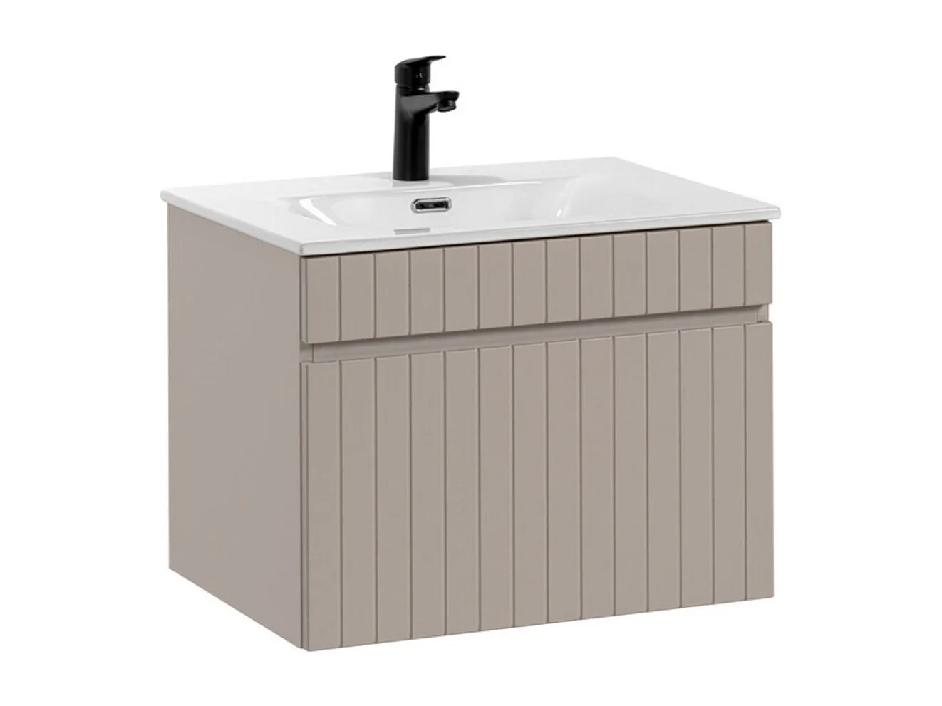 Ensemble de salle de bain ICON : meuble sous vasque 60cm cachemire + vasque encastrée blanche