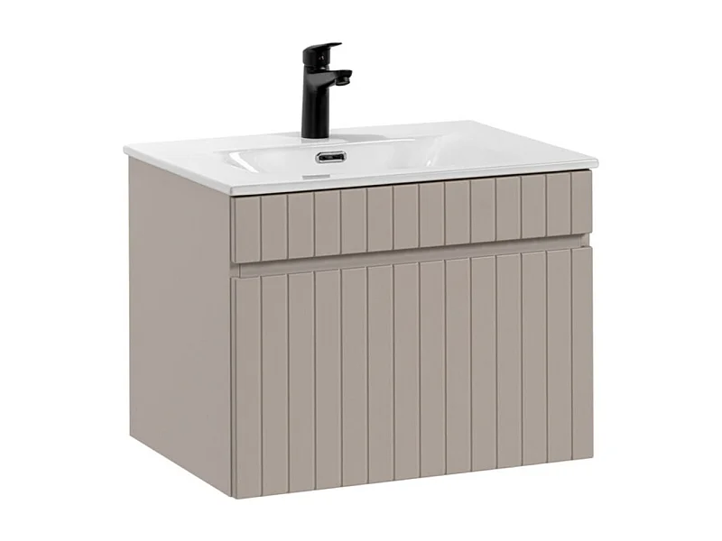 Ensemble de salle de bain ICON : meuble sous vasque 60cm cachemire + vasque encastrée blanche